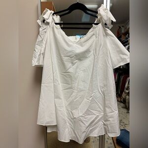 Zara Elegant White Tie-Shoulder Blouse